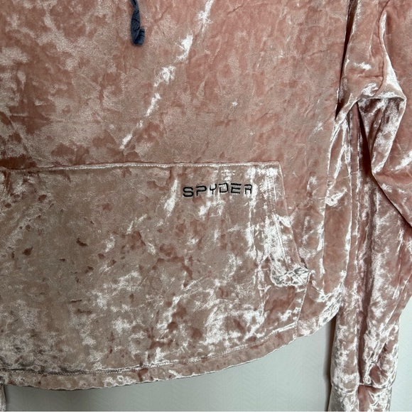 Spyder pink crushed velvet cropped hoodie - Picture 4 of 7